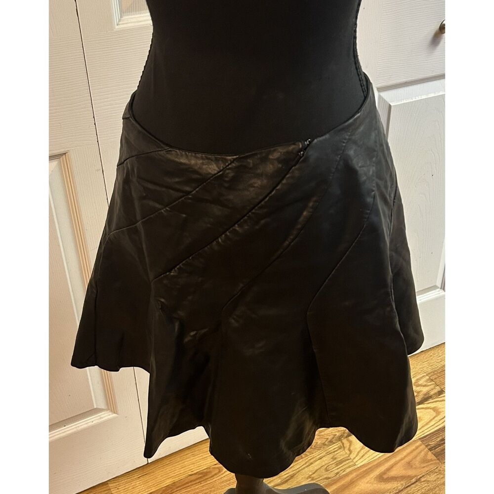 Free People About a Girl black vegan leather swing miniskirt size 8 - Picture 7 of 8